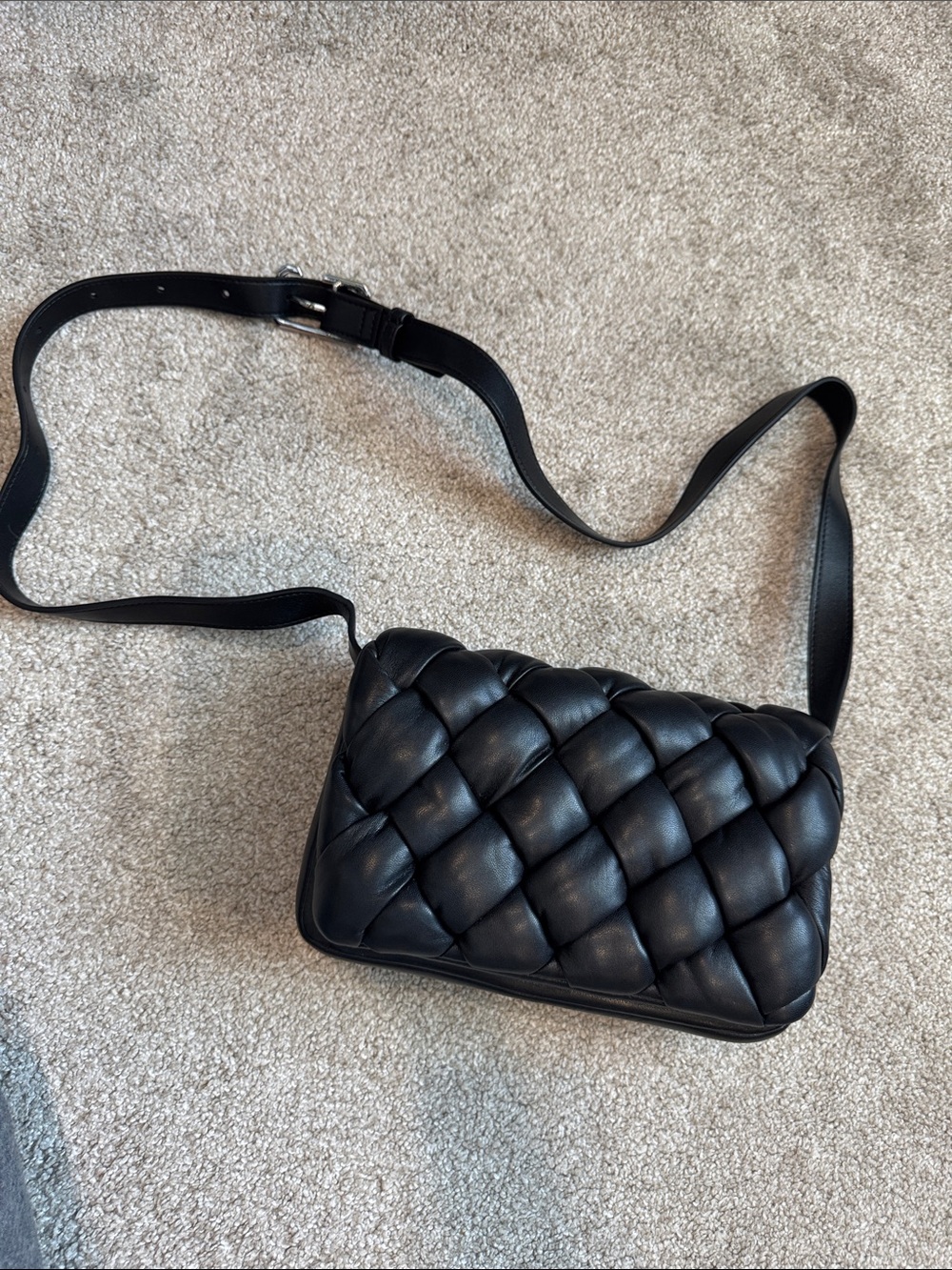 JW PEI Black Smooth Leather Crossbody Bag